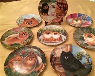 Limited edition Pomeranian plates by Barbara Higgins 8plates porcelain 125.00$