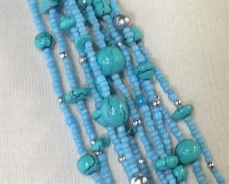 Multi Strand Costume Turquoise Bead Necklace