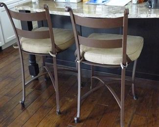 2 HAVE SOLD-one LEFT. Was  $85 NOW $ 42.50each (we have 3) Counter Height Heavy Wrought Iron Chairs with removeable Cushions. 