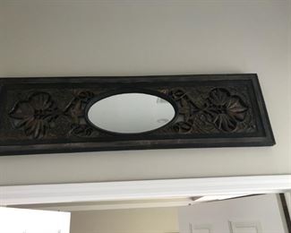 $ 40.00 -  Over the door wood panel decor with oval mirror 