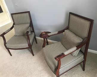 Pair of beautiful vintage upholstered / wood Armchairs - 27"w x 38"t