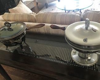 $ 45.00 -  Take 60% off - Pair of Chafing dishes (one is silver plate)