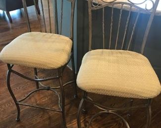 $ 150.00 - Pair of metal counter chairs with fabric seats (matches 6 kitchen chairs)