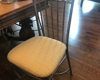 Set of 6 metal chairs with fabric seats (match 2 counter chairs) Comes with extra fabric roll