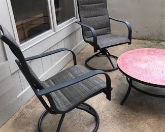 Set of 4 Swivel Rocker, Textile Patio chairs