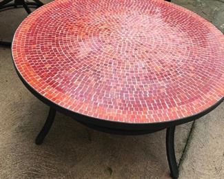 $ 90.00 -Crate & Barrel Mosaic Patio table (red/orange and black metal)