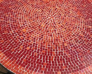 Crate & Barrel Mosaic Patio table (red/orange and black metal)