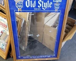 Vintage Old Style framed glass ad as shown 