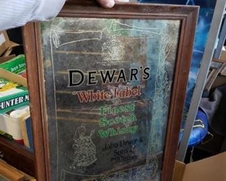 Vintage Dewars White Label framed Mirror 