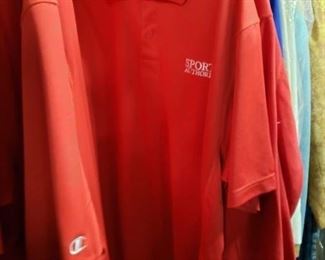 Assorted red mens & womens Sports Authority logo polo shirts 