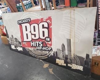 Rare vintage 76"W x 36"H B96 FM Hits & Hip Hop canvas ad 