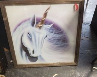 Vintage Exclusive Custom Images Inc. framed Unicorn poster 21.75" x 21.75" 