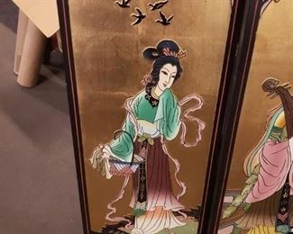 (4) Assorted hand painted Geisha seasons themed panels 14"W x 36"H each panel