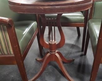 Harp based solid wood oval table 22.75" x 16.25" x 27.75"H 