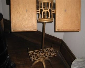 #11- $75. Cast iron music stand with double adjustable wood music holders-44"H 