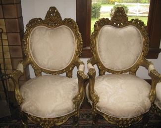 #3 $1575 Sofa and Pair of Rococo chairs matching sofa- 30"W x 48"H