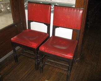 #111-$95. Pair of side chairs in red vinyl