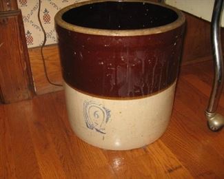 #61-$65. Macomb Pottery 6 gallon crock-horseshoe stamp-13-1/2:H x 13-1/4"diameter