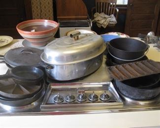 #81-assorted cast iron-2 Wagner skillets