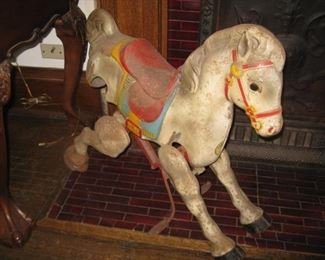 #38-$250  Vintage Mobo pressed steel riding horse