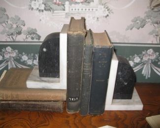 #37-$28. Vintage black and white marble bookends
