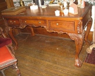 41-$545. Large carved desk-60"W x 29-1/2"D x 31-1/4"H.  Hardware for pull is available