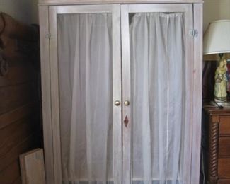 Tall wardrobe withg fabric covered doors-87"H x 50"W x 21-1/2"D 