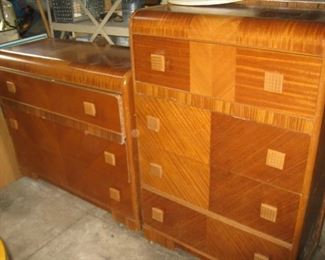 #259-$195 each. waterfall dresser and chest of drawers