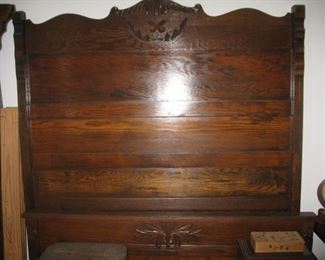#131-$150 Antique full bed with wood siderails and footboard