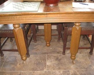 #94-$275. Square oak dining table with 5 legs-42" x 42"