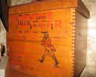 #53-$35. Vintage Johnnie Walker crate-lid may not be original-14-1/2"W x 11"D x 12-3/4"H