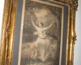#196-$250. stairway picture in gold frame. Charles Vigor "Joy" 40-1/2"H x 35"W
