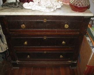#139-$145. 3 drawer chest with marble top-30"W x 17"D x 28"H
