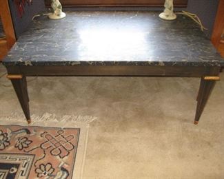 #215-$150. marble top coffee table- 27" x 38-1/2" x 15-1/2"H