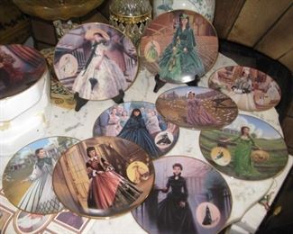 #237-$5 each. Bradford Exchange Gone with the Wind Scarlett plates-"The Costuming of a Legend" 9 plates-#237-$12 each. Red dress, black and white Bengaline, Widow's weeds, Green Muslin, Country walking dress, orchid Percale, plaid business attire, mourning gown, green sprigged, green drapery dress