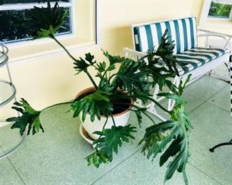 REDUCED $200 FOR PAIR 16" Ceramic potted planters on rollers $250 pair