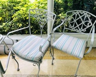 Wrought Iron Collection - 2 Lounge Chairs with Ottomans, Glass Top Table with 4 chairs, 1 coffee table, 2 sitting chairs and small side table, Bundle Price for All $800