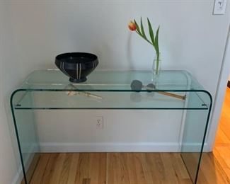 ELEMENTARE CONSOLE TABLE W/GLASS SHELF 47.25"W X 14.06"DX29.31"H NEW $1,673.00. OUR PRICE $595.00