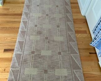 CUSTOM WOOL RUNNER WITH PAD. SCULPTURED WOOL. 30"W X 10' LONG $300