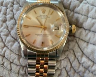 MENS ROLEX OYSTER ERPETUALO DATEJUST/290209 C. 1980'S VINTAGE $3250.00 GOLD AND STAINLESS BAND