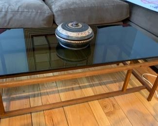 COFFE TABLE GLASS TOP 1U 47"LX19"WX16"H AS IS $75.00