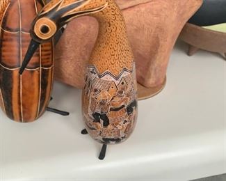 HAND CARVED GOURDS PAIR $45