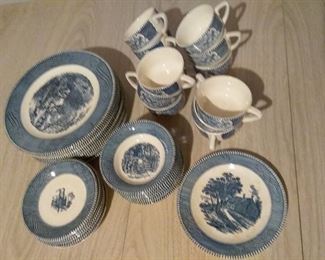 Currier and Ives The Old Grist Mill Pattern