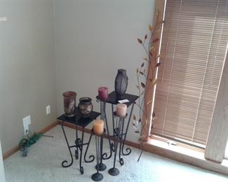 Metal Tables with Marble Tops, Vases, and More