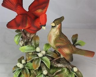 Andrea by Sadek Porcelain Bisque”Bluebirds” Family (10.5” H x 8.5”W x 5”D)