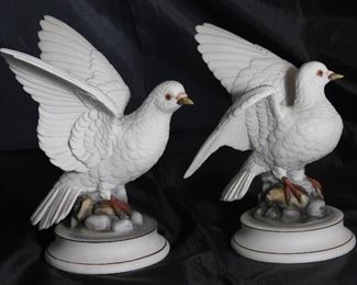 Andrea by Sadek Porcelain Bisque “White Dove” 9”H Figurines purchased in Japan 1975