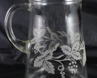 Bartlett Collins Depression Era Frosted Grape Pattern Iced Lip Pitcher