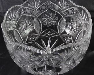 Hand Cut Large Lead Crystal Bowl (6.5”H x 11”D)