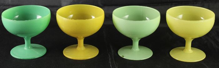 Mid Century Yellow and Green Glass Sherbets