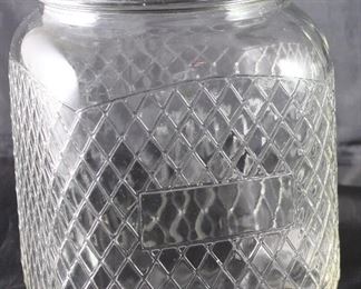 Hazel Atlas Vintage Depression Era Diamond Patterned Glass Gallon Jar Canister
